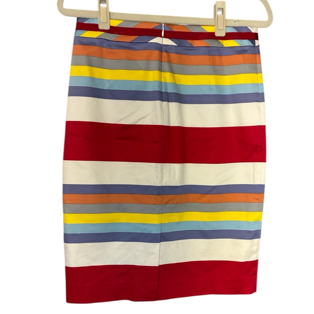Boden Red Stripe Pencil Skirt Lined Stretch Back Zip Cotton Stretch Sz 10 - Picture 4 of 11